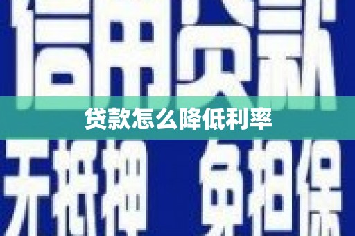 巴青贷款怎么降低利率