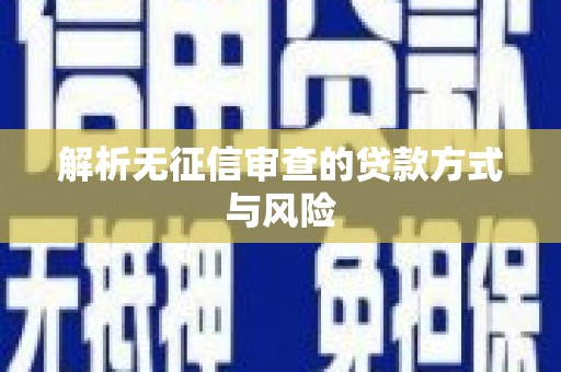 巴青解析无征信审查的贷款方式与风险